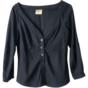 Maeve Black Fitted Buttoned Blouse